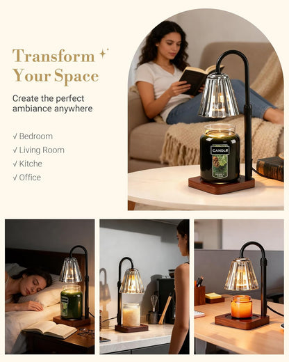 Marycele Candle Warmer Lamp with Timer & Dimmer - Mothers Day Gifts for Women Mom Her, Aesthetic Office Home Decor, Adjustable Height Wax Melter for Candle Jar & 3-Wick Candles (2 Bulbs Included)