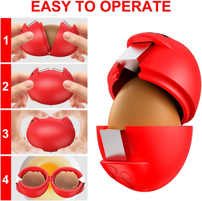 Egg Cracker, Silicone Egg Shell Opener, Cute Egg Shaped Design, Opens Eggs with Ease, A Little Happiness Boost for Your Kitchen. (Color: Red, 1-Pack)