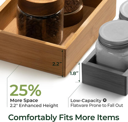 keechee Carbonized Bamboo Kitchen Drawer Organizer, 10 Slots Expandable Silverware Organizer, Utensil Holder & Cutlery Tray, 2.2" Deep for Extra Capacity, Non-Slip Feet Included