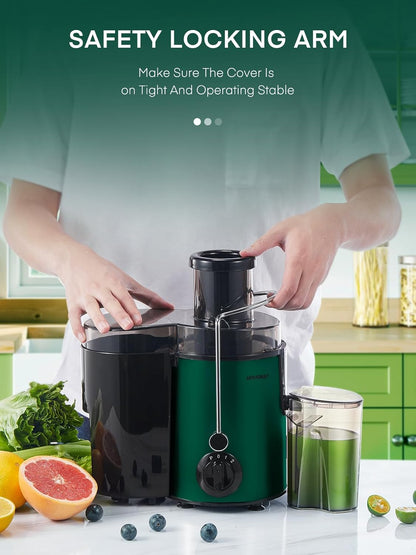 Juicer Machines, HOUSNAT Juicer Whole Fruit and Vegetables with 3-Speed Setting, 400 W Motor Quick Juicing Ideal for Beginners & Light Daily Use, Cleaning Brush and Juicing Recipe Included