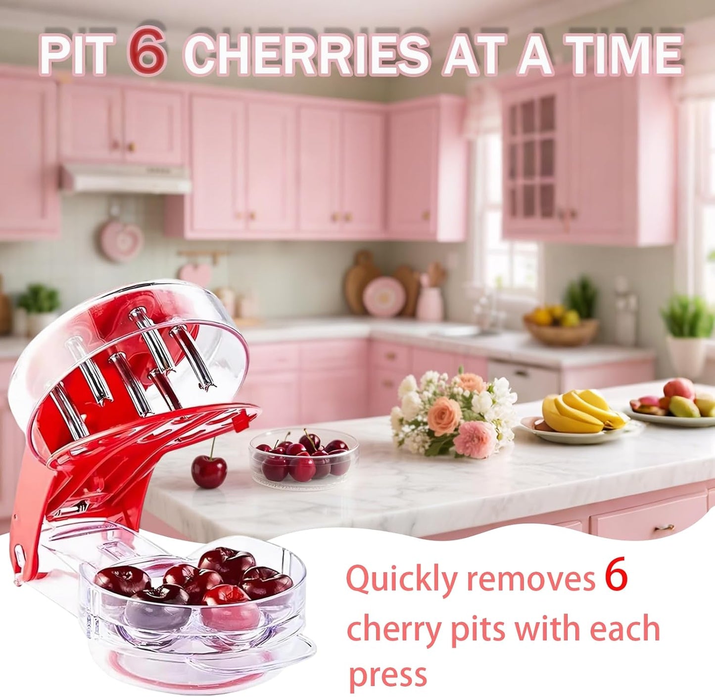 Cherry Pitter Tool Pit Remover, Olive Pitter Tool With 6 Holes, Portable Saving Lock Design Cherries Seed Remover Suitable, Kitchen Depitter Tool