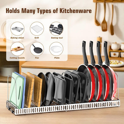 Housolution Cutting Board Organizer Rack, Expandable Baking Tray and Cookie Sheet Organizer with 14 Adjustable Dividers, Bakeware Muffin Tin Cupcake Pan Storage Organizer for Cabinet, Black