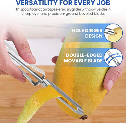 Stainless Steel Peelers,Multi-function Vegetable Peelers for Veggie, Potato, Carrot, Fruit, Apple