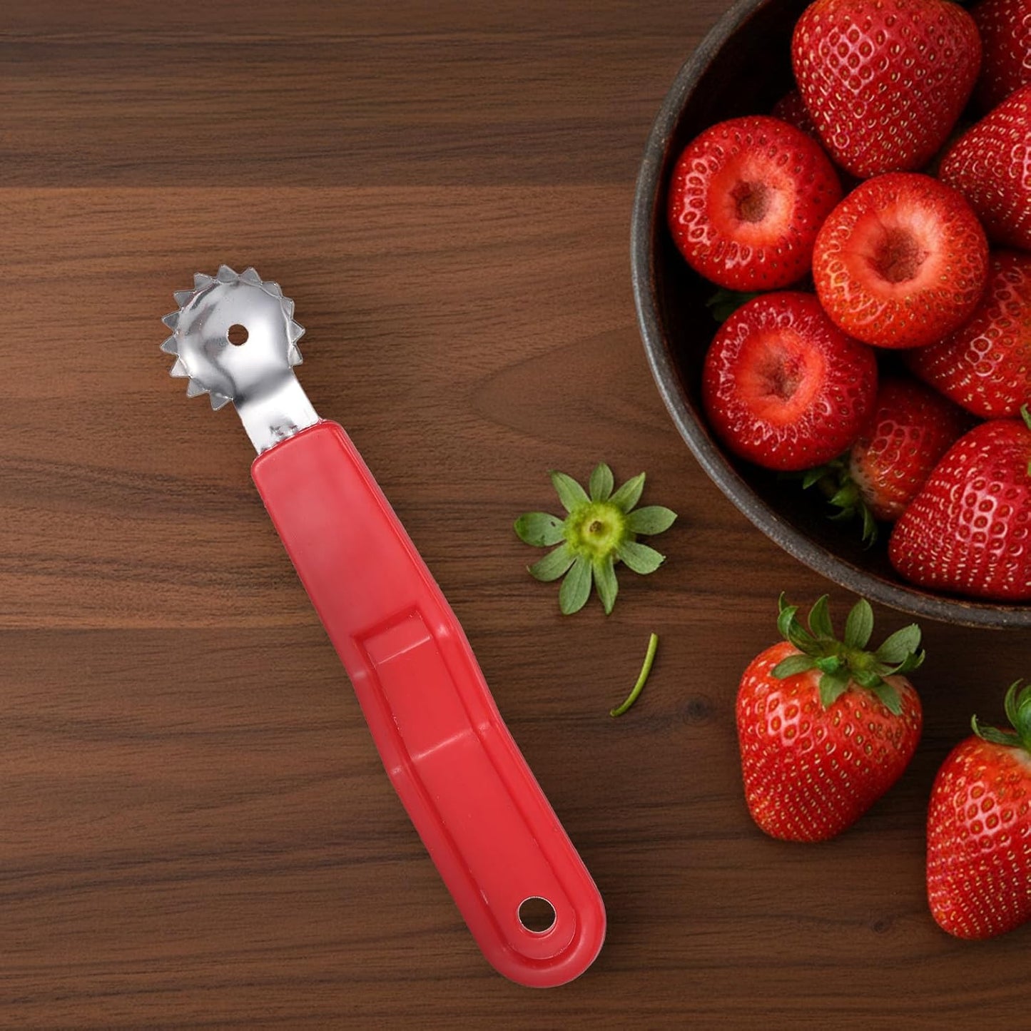 4PCS Tomato Corer Tool, Stainless Steel Tomato Strawberry Top Remover, Strawberry Huller Stem Remover, Fruit Corer Tool for Dessert and Salad Making (Red)