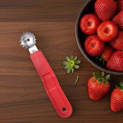 4PCS Tomato Corer Tool, Stainless Steel Tomato Strawberry Top Remover, Strawberry Huller Stem Remover, Fruit Corer Tool for Dessert and Salad Making (Red)