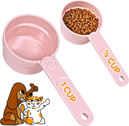 1/2 Cup Dog Food Scoop, Extra Long Handle Sturdy Melamine Pet Food Measuring Scoop with Clear Marking Lines, BPA-Free, Shatterproof, Dishwasher Safe (Butter Yellow, 1/2 Cup)
