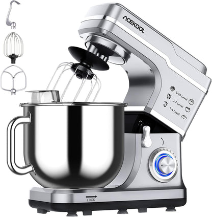 Stand Mixer, 7.5QT 660W Electric Dough Mixer, Kitchen 10-Speed Tilt-Head Food Mixer for Baking&Cake, with Stainless Steel Bowl, Whisk, Dough Hook, Beater, Splash Guard(RED) MC1