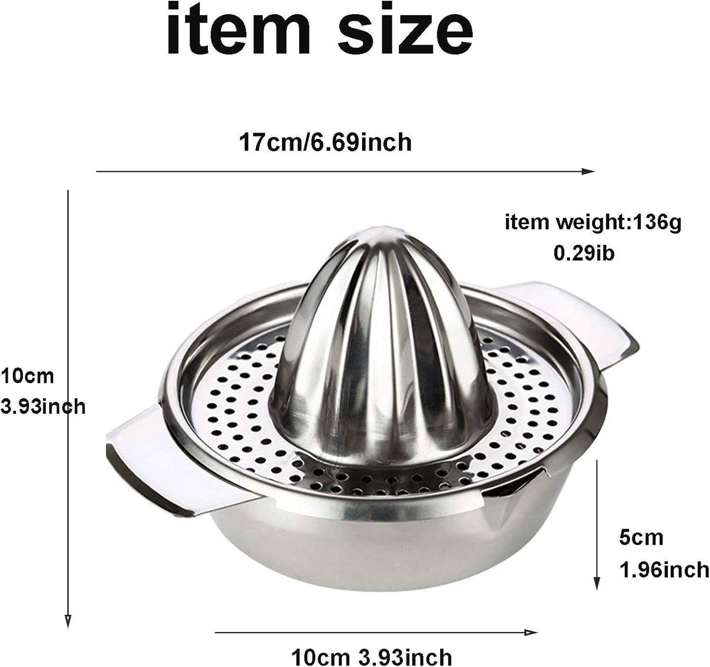 Stainless Steel Lemon Squeezer Citrus Juicer Handheld Press Orange Juice Squeezing Tool with Bowl Storage Container