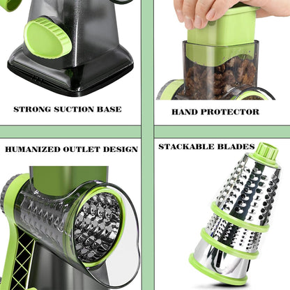 Cheese Grater with Handle, Multifunctional Manual Rotary Cheese Grater - Cheese Shredder Easily Chop Carrots, Potatoes, Vegetables and Fruits and Easy to Clean