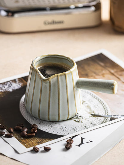 Espresso Cups Ceramic, 200ML Espresso Measuring Cup with Handle, Expresso Shots Cups with Scale, Espresso Accessories, White
