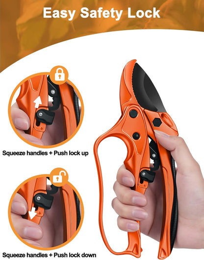 6.7" Lightweight Pruning Scissors, Garden Snips with Straight Stainless Steel Blades and Needle Point Tip, Gardening Trimmers for Flower stems, Herbs, Small Plants, Buds