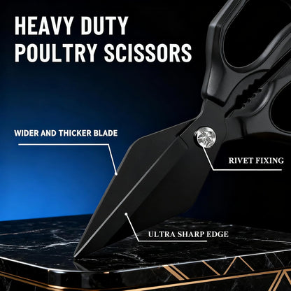 Multifunctional Heavy-Duty Kitchen Shears,Ultra Sharp Stainless Steel Poultry Shears,Multipurpose Food Scissors for Chicken, Meat,Fish, Vegetables,Bone Cutting(Silver)