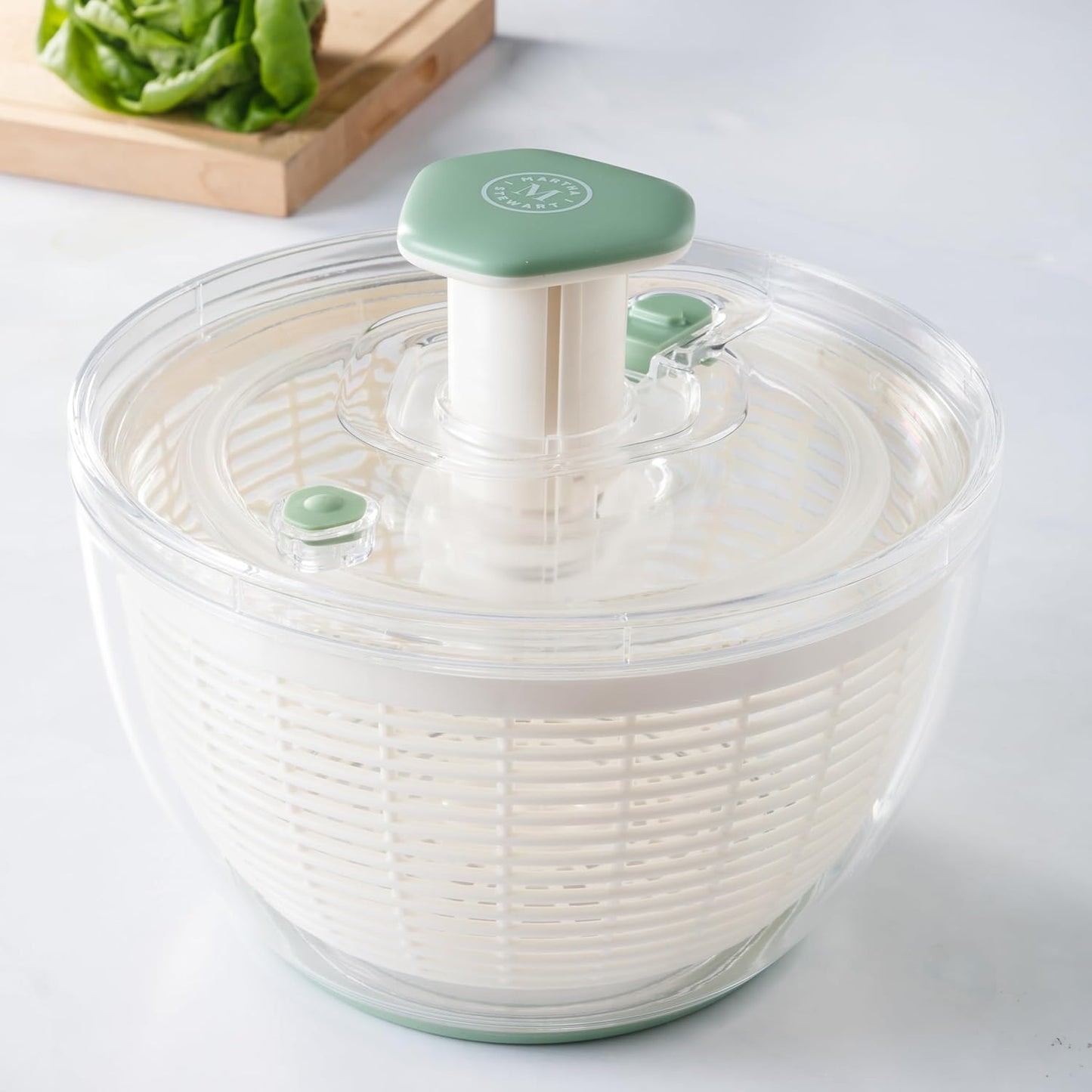 Martha Stewart Gulfwind 6.3 Qt Salad Spinner, Fruit Wahser, Fruit Washing Bowl with Strainer, Vegertable Cleaner, Salad Cleaner, Lettuce Washer