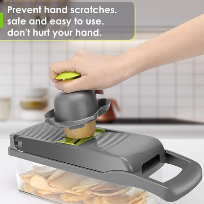 AHCZDDK Vegetable Chopper - Time-and Labor-Saving Food - Pro Onion Cutter and Dicers, 12 in 1 Multifunctional Veggie Chopper, Container for Salad Potato Carrot Garlic…