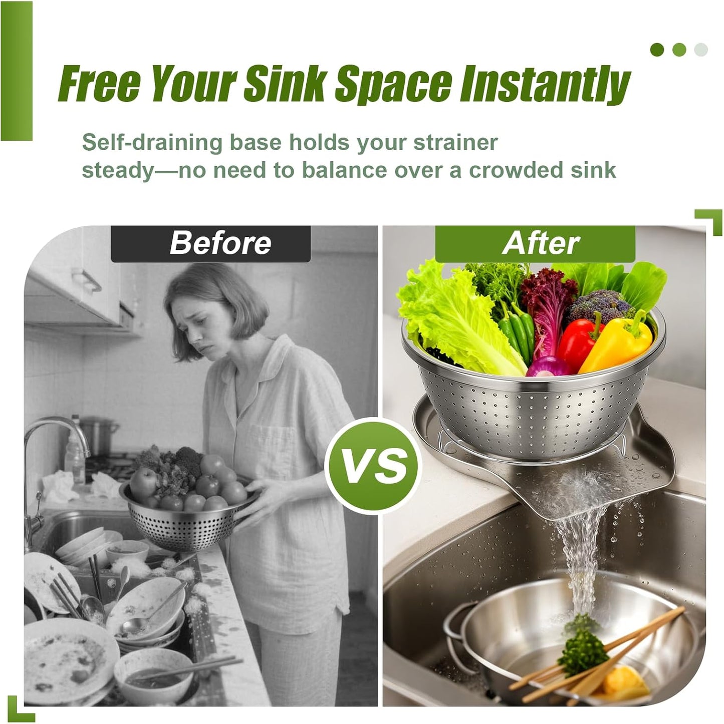 Palksky Rice Strainer & Rice Washing Bowl Stainless Steel - 5.6 Qt Professional Fine Mesh Rice Washer for Kitchen - Heavy Duty Rice Rinser, Cleaner & Drainer Colander for Quinoa, Grains & Fruit