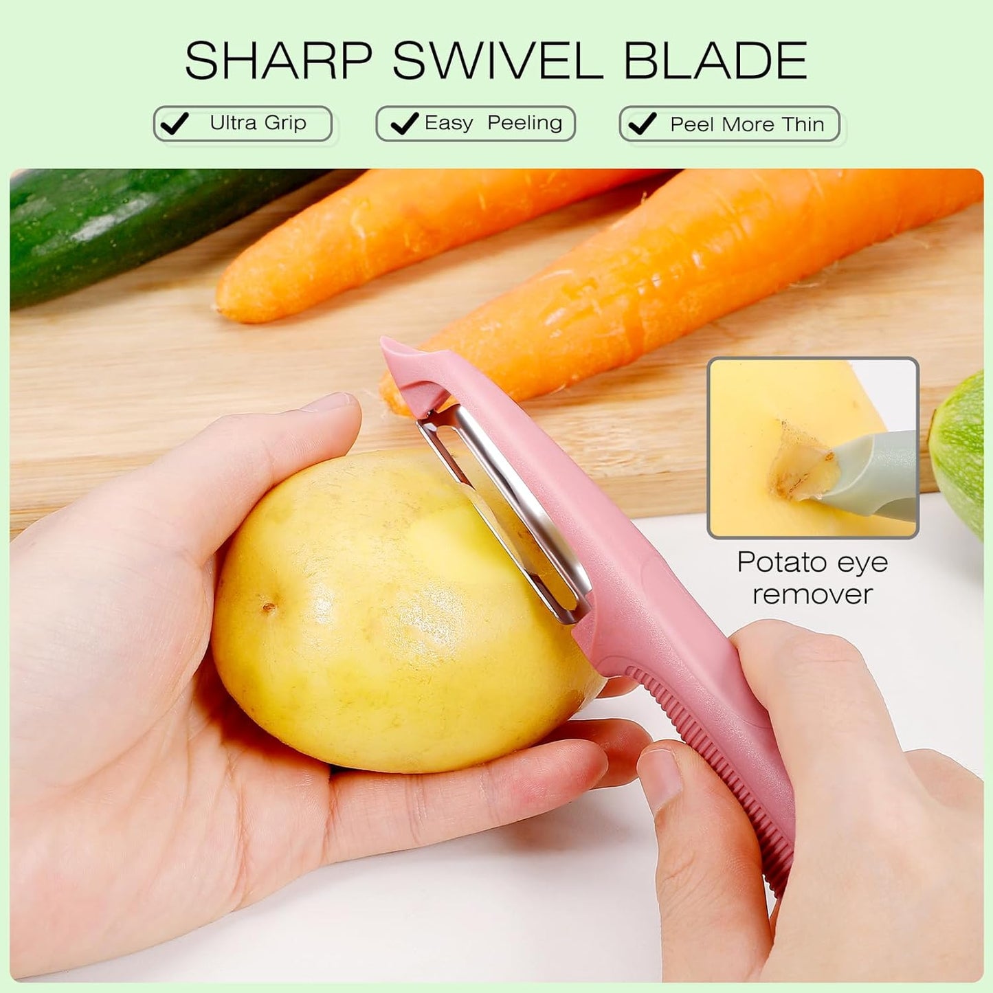 Senbowe Upgrade Potato Peeler for Kitchen, 6PCS Stainless Steel Vegetable Peeler, I and Y Veggie Food Peeler for Apple Fruit Carrot Zucchini Cucumber,Good Grip Makes Peeling Very Easy