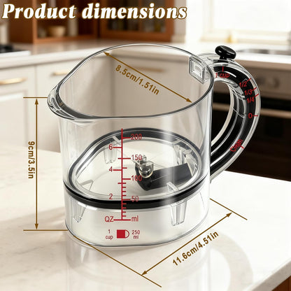 4-in-1 Adjustable Measuring Cup - Multi-Functional Measuring Cup, with Adjustable Base & Scraper-Style Seal Base, Space-Saving Easy to Clean for Cooking and Baking & Ingredients