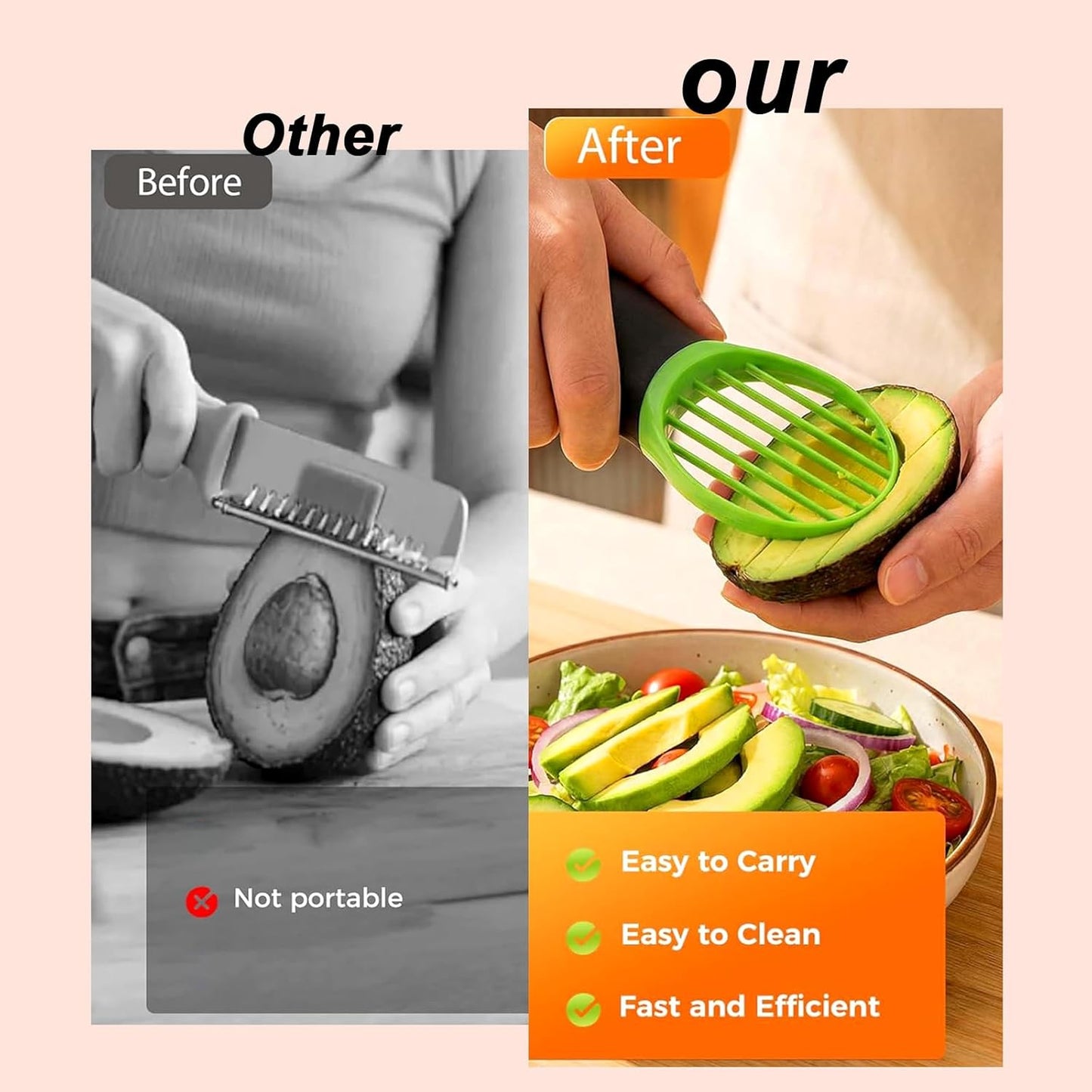 3-in-1 Avocado Slicer Tool, New Avocado Pitter, Multifunctional Avocado Tool for Kitchen Helper, Avocado Cutter, Corer, Peeler, Avocado Peeler for Kitchen (1PCS)