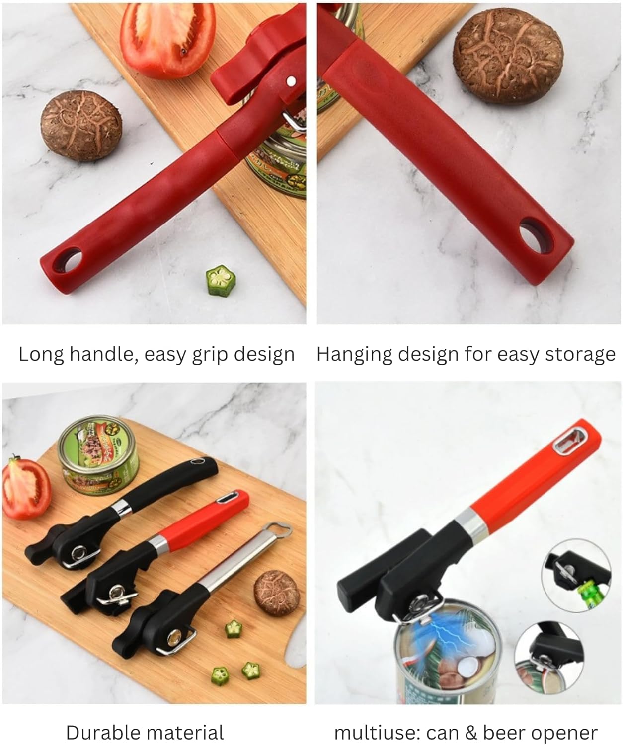 Fan Wu Safe Side-Cut Manual Can Opener – Smooth Edge, No Sharp Lid, Food-Safe, Handheld for All Can Sizes Compact & Durable Kitchen Tool