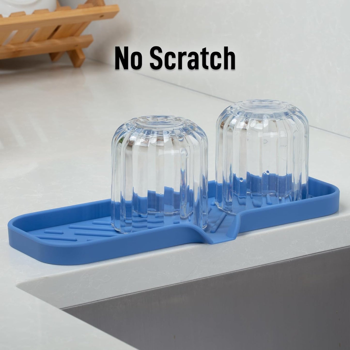 Zulay Kitchen (9x3.5in Sponge Holder for Kitchen Sink - Flexible Heavy-duty Multipurpose Sink Caddy - Counter Organizer for Kitchen, Bathroom, Makeup, Trinkets & More! (Grey)
