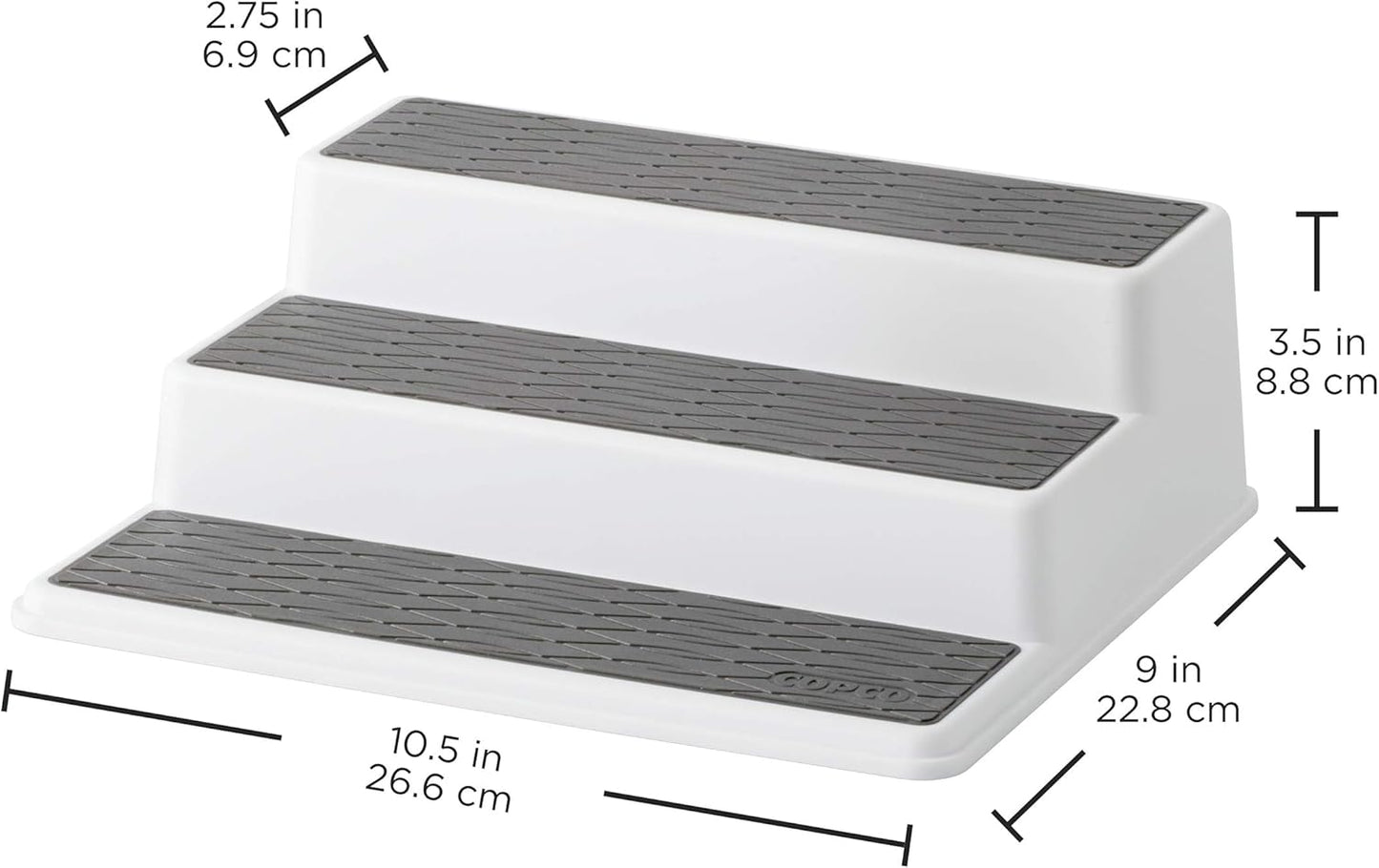 Copco Grey 2 Non-Skid 3-Tier Spice Rack Organizer for Pantry, 2-Pack, 10-Inch