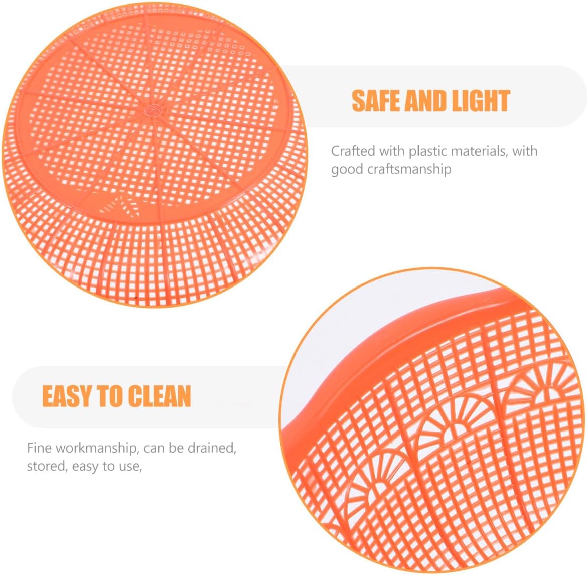 MAGICLULU 10-Pack Plastic Drain Basket 9.05-Inch Multi-Functional Kitchen Colander for Rice Washing and Vegetable Straining with Comfortable Grip