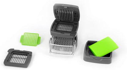 Garlic-A-Peel Garlic Press, Crusher, Cutter, Mincer, and Storage Container - Includes Silicone Garlic Peeler - Easy to Clean - Stainless Steel Blades – (Black), standard