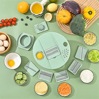 9-in-1 Multifunctional Large Capacity Salad Spinner & Slicer, Multi-blade Efficient Vegetable Washer for Home Kitchen (White)