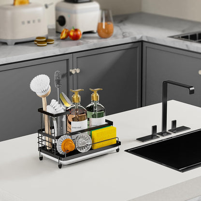 Sponge Holder for Kitchen Sink, Smiley Face Sink Caddy with Removable Brush Holder,Self-Draining Sponge Caddy for Sponge,Soap,Dish Brush,Scrubber,Kitchen Essentials and Gadgets