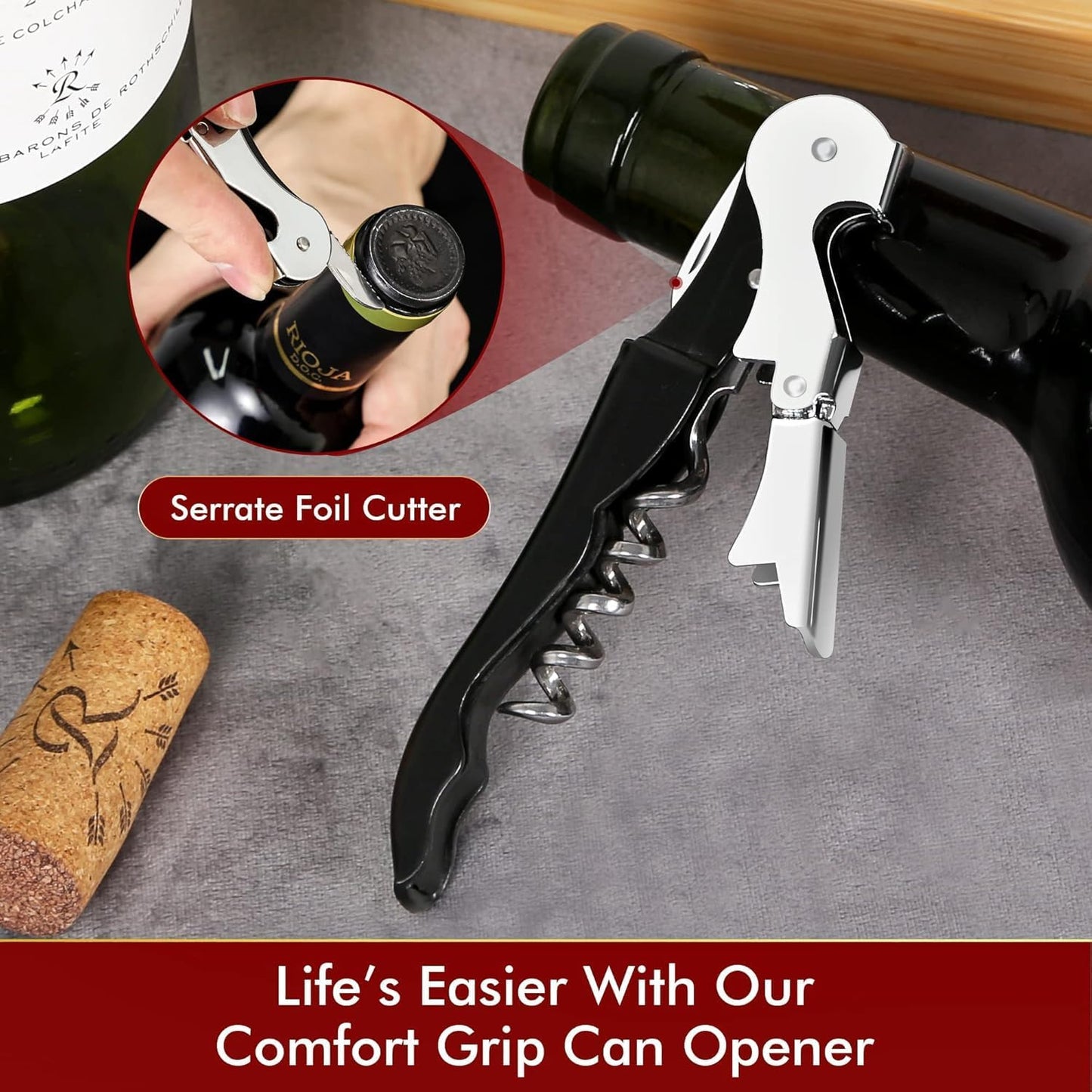 Kit-Home Professional Waiter Corkscrew Wine Openers Set (4 PCS),Upgraded with Heavy Duty Stainless Steel Hinges Wine Key for Restaurant Waiters, Sommelier, Bartenders