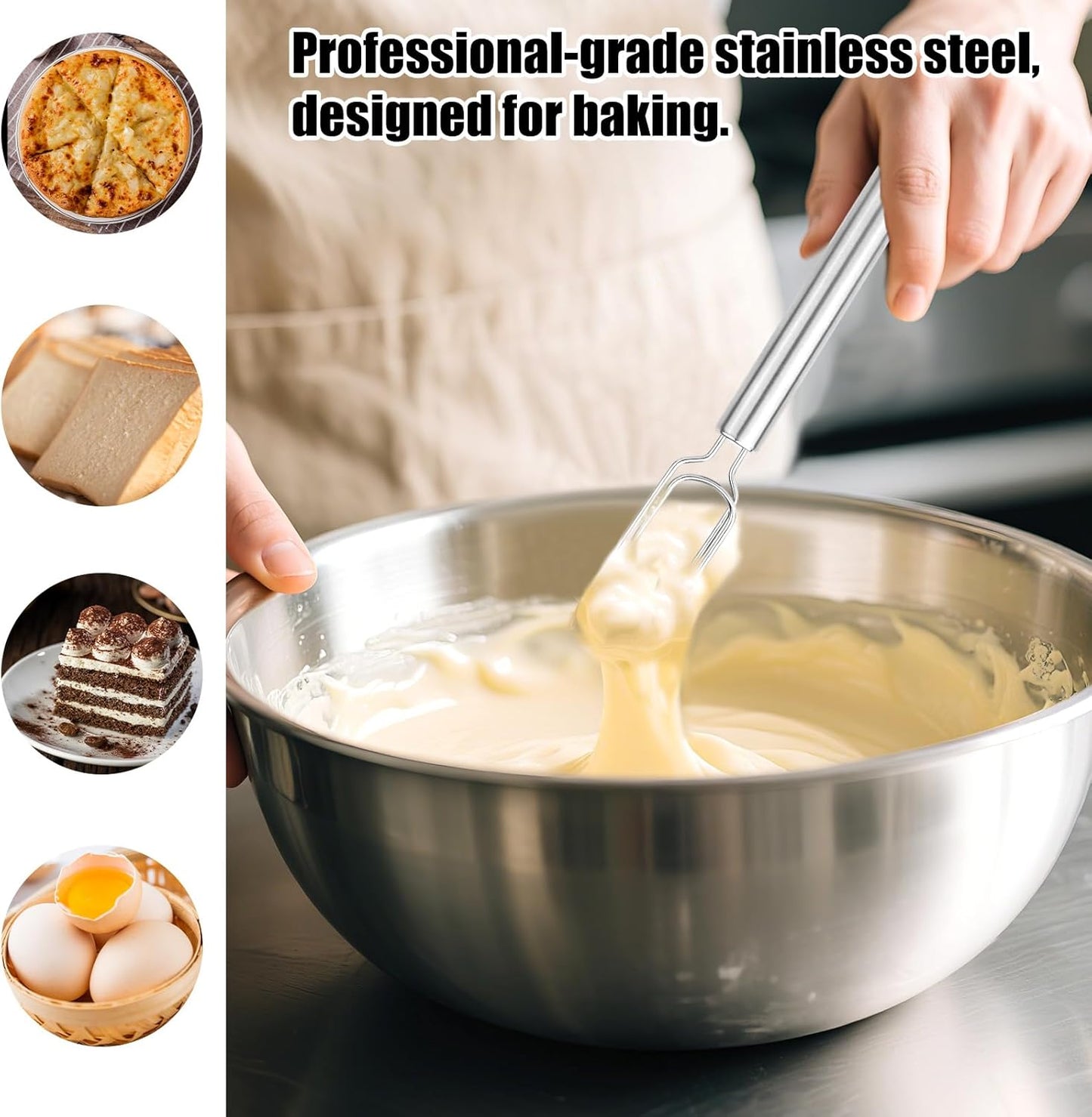 Danish Dough Whisk for Sourdough Starter, 30cm/12in Stainless Steel Dutch Bread Whisk & Dough Hook Mixer Tool Reaches Jar Bottom for Pizza Cooking Baking Dishwasher Safe