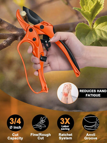 6.7" Lightweight Pruning Scissors, Garden Snips with Straight Stainless Steel Blades and Needle Point Tip, Gardening Trimmers for Flower stems, Herbs, Small Plants, Buds