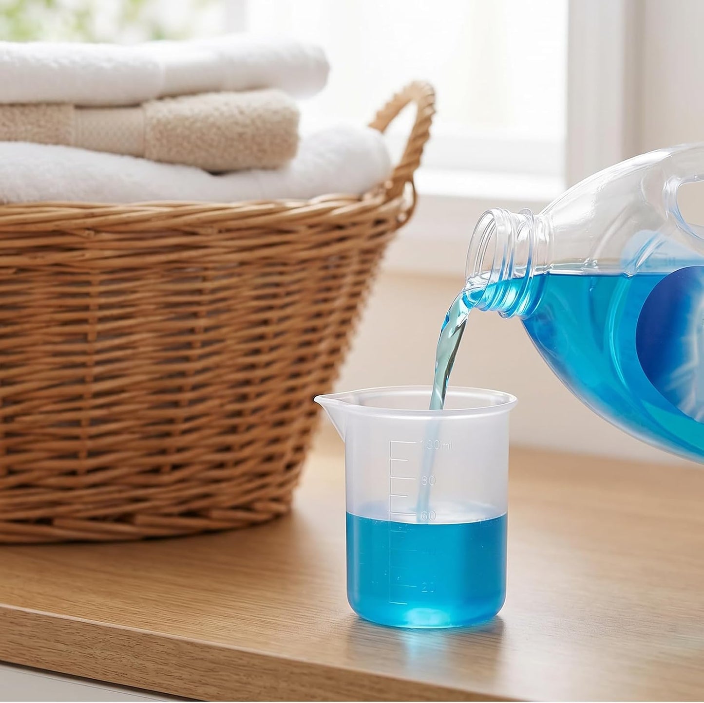 2PCS Silicone Laundry Detergent Cup, Laundry Measuring Cup 100/50ml Reusable Soap Silicone Detergent Cups for Liquid Flexible Washable Liquid Measuring Cups for Home, Dormitory, Hotel