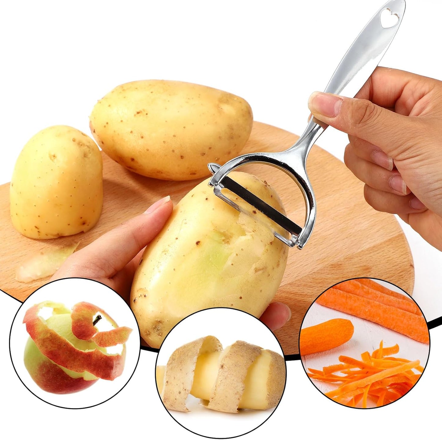 3pcs Vegetable Spiral Cutter with V-Cutter & Peeler Set, Manual ABS Plastic Spiralizer Slicer & Zinc Alloy Peeler Practical Kitchen Knife Tool for Potatoes Carrots Cucumbers Fruits