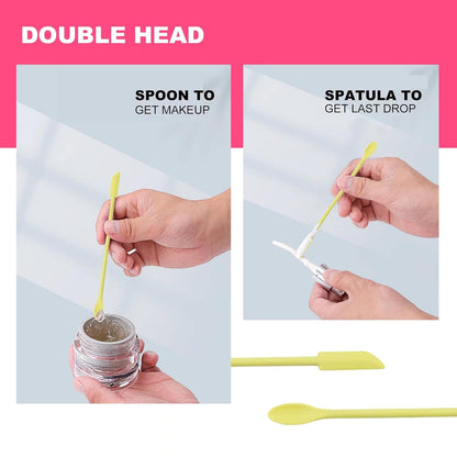 Mini Spatula Silicone Spatula Set, 4pcs Small Makeup Scrapers for Cosmetics, Reusable Beauty Tiny Tools, Thin Jar Scraper, Get Last of Makeup Out
