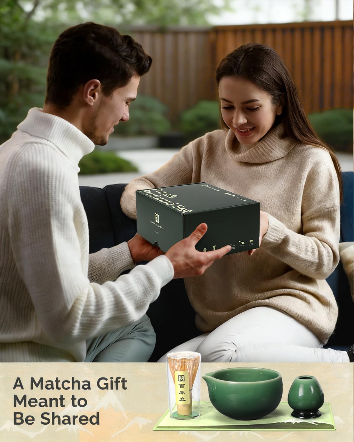 Maestri House Matcha Whisk Set, 7-Pc Complete Matcha Kit with Spouted Ceramic Bowl, Bamboo Whisk and Holder, Scoop, Spoon Rest & Sifter, Tea Cloth – Ideal Gift for Matcha Lovers (Green)