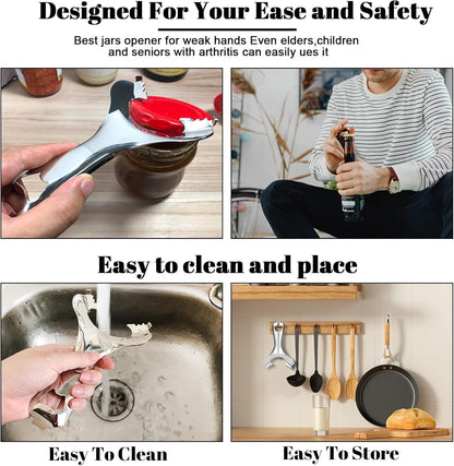 Mason Jar Opener No Lid Dents or Damage Multifunctional Jar Opener Easy Twist Manual Handheld Top Remover Bottle Opener Made For Lifetime