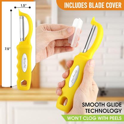 Spring Chef Premium Swivel Vegetable Peeler, Soft Grip Handle and Ultra Sharp Stainless Steel Blades - Perfect Kitchen Peeler For Veggie, Fruit, Potato, Carrot, Apple - Pink Lemonade