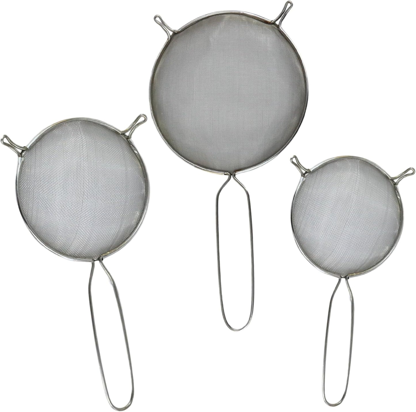 Mesh Strainers - Stainless Steel Fine Mesh Strainer Set of 3 with Handle - Colander-Skimmer Sieve Sifters for Kitchen Food - 5.5", 6.3", 7.1"