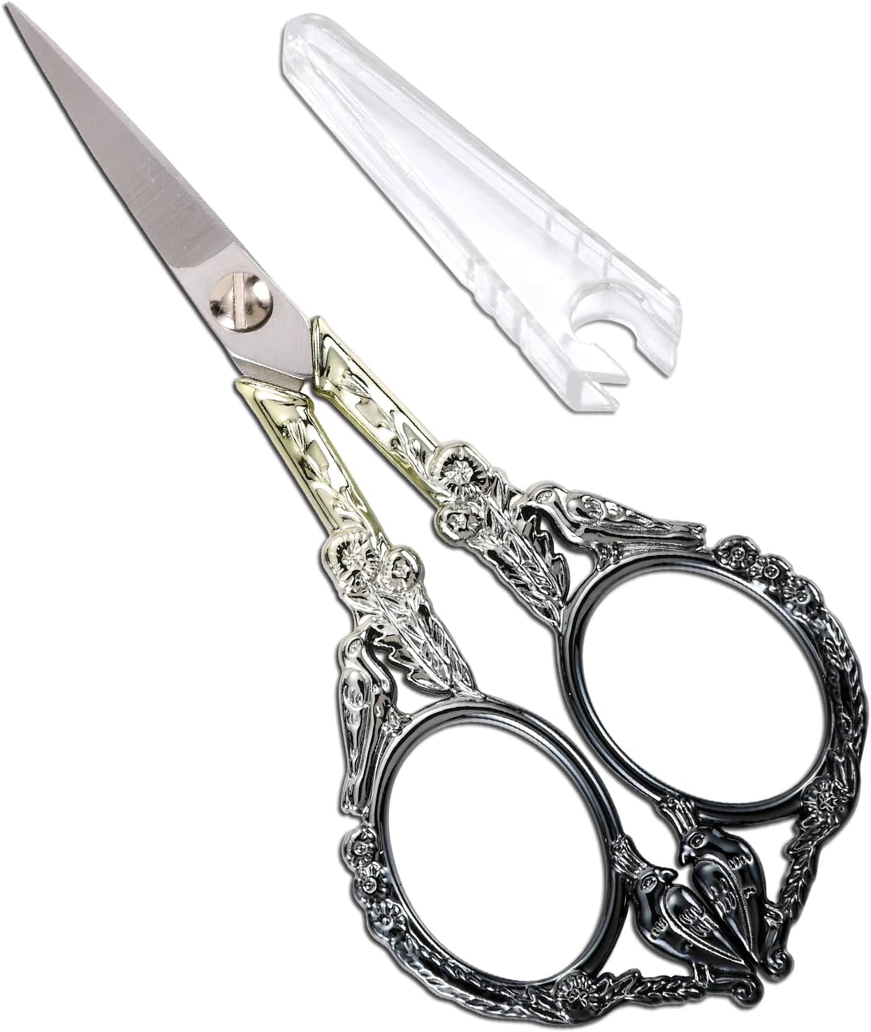 YOUGUOM Sewing Embroidery Scissors, Small Thread Scissor for Craft Artwork Needlework Yarn Knitting Detail Snips, Black Cute Bird Shears