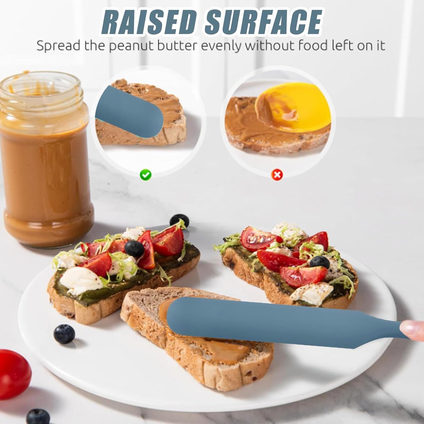 Silicone Jar Spatula,Non-Stick Heat Resistant Kitchen Thin Spatula,Sourdough Stirring Stick,Jam Spreader for Peanut Butter,Cake Cream Butter Spatulas for Scraping Icing Bread Cream (Green)
