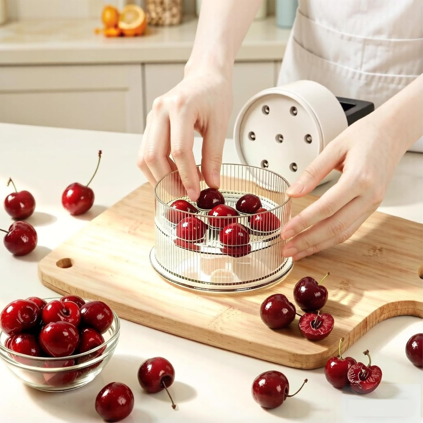 Cherry Pitter Multiple, Cherrys Pitter Corer Tool, Quick Portable Cherry Pitting Tool, Easy to Use for Making Cherry Jam - Pit 7 Cherries at Once, Saving Time & Effort-Dishwasher Safe