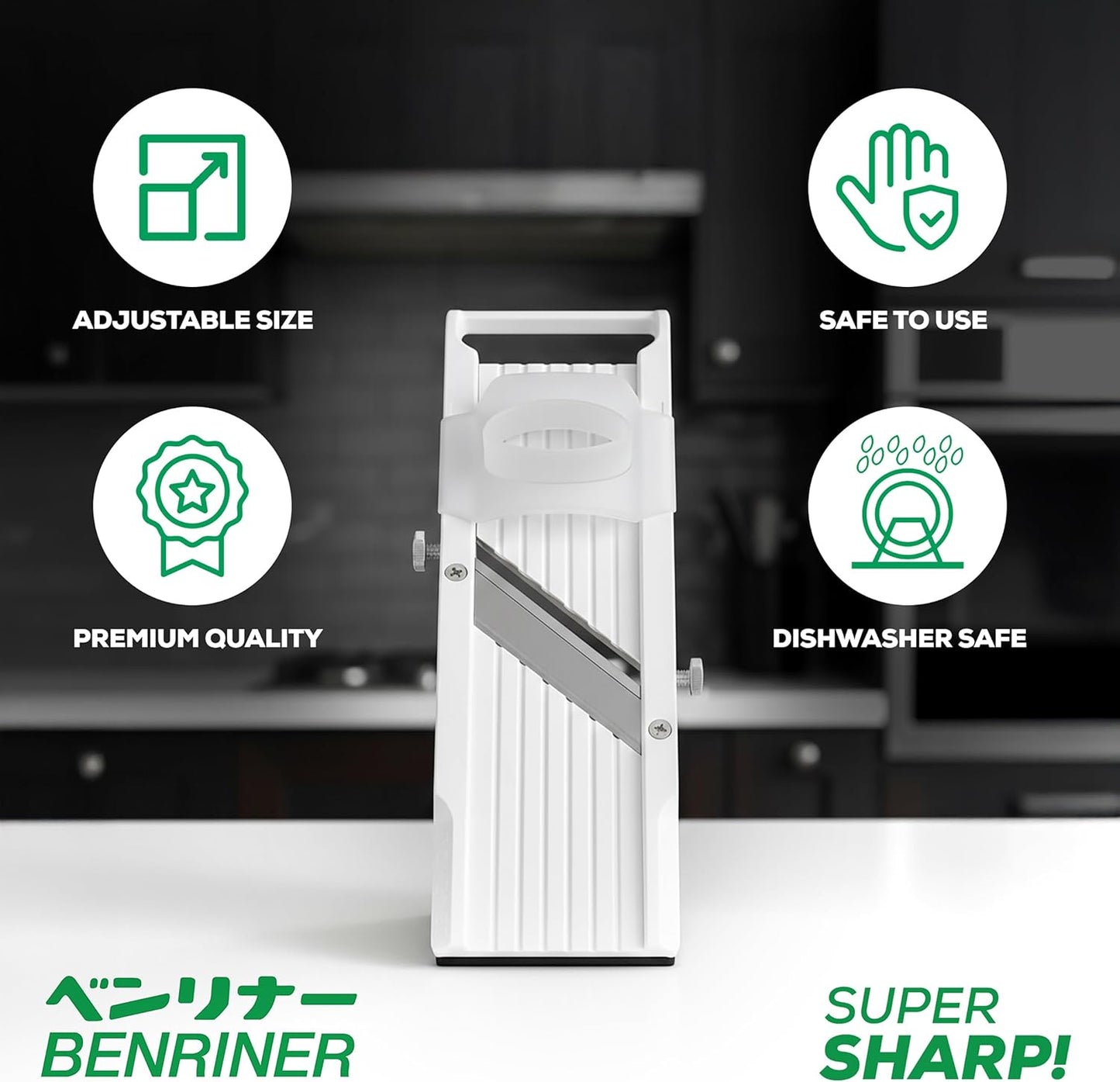 Benriner Super Slicer, with 4 Japanese Stainless Steel Blades, Beige