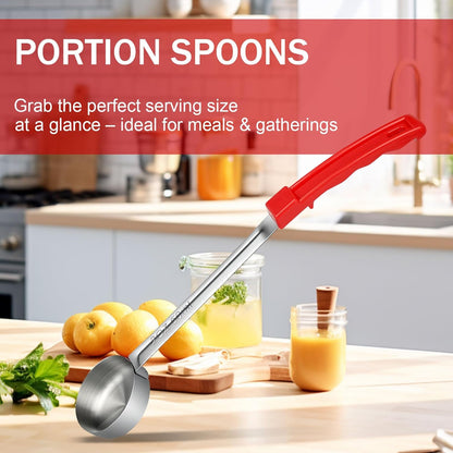 1 Ounce Solid Stainless Steel Portion Control Ladle Spoon - 2Pcs Pizza Sauce Serving Spoons Portion Ladle for Sauces, Perfect for Weight Watchers, Buffets, Parties