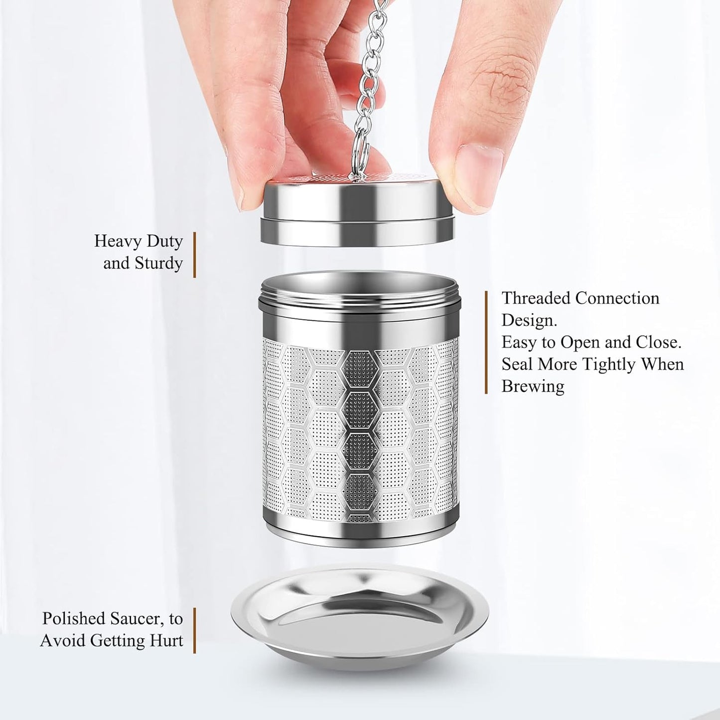 Large Tea Infuser for Loose Tea(2 Pack), 304 Stainless Steel Tea Ball Strainer, Extra Fine Mesh Tea Steeper for Brewing All Kind of Tea, Fits for Most Teapot, Cups or Mugs