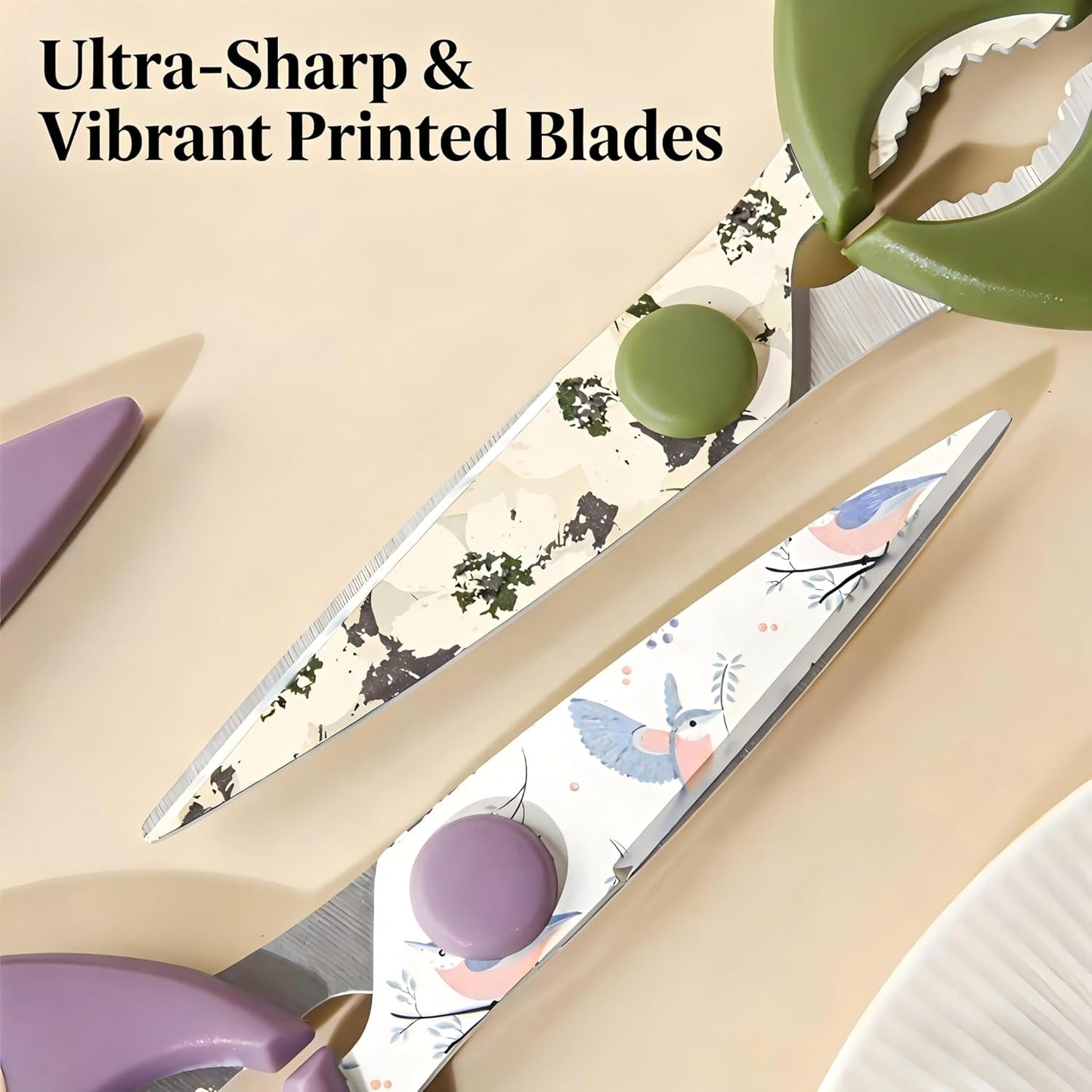 Kitchen Shears Scissors, ARCHIKING 7.7inch Gold Titanium Plated Scissor-Meat and Poultry Shears, Dishwasher Safe, Acrylic Handel All Purpose Stainless Steel Utility Scissor - Diamond Clear