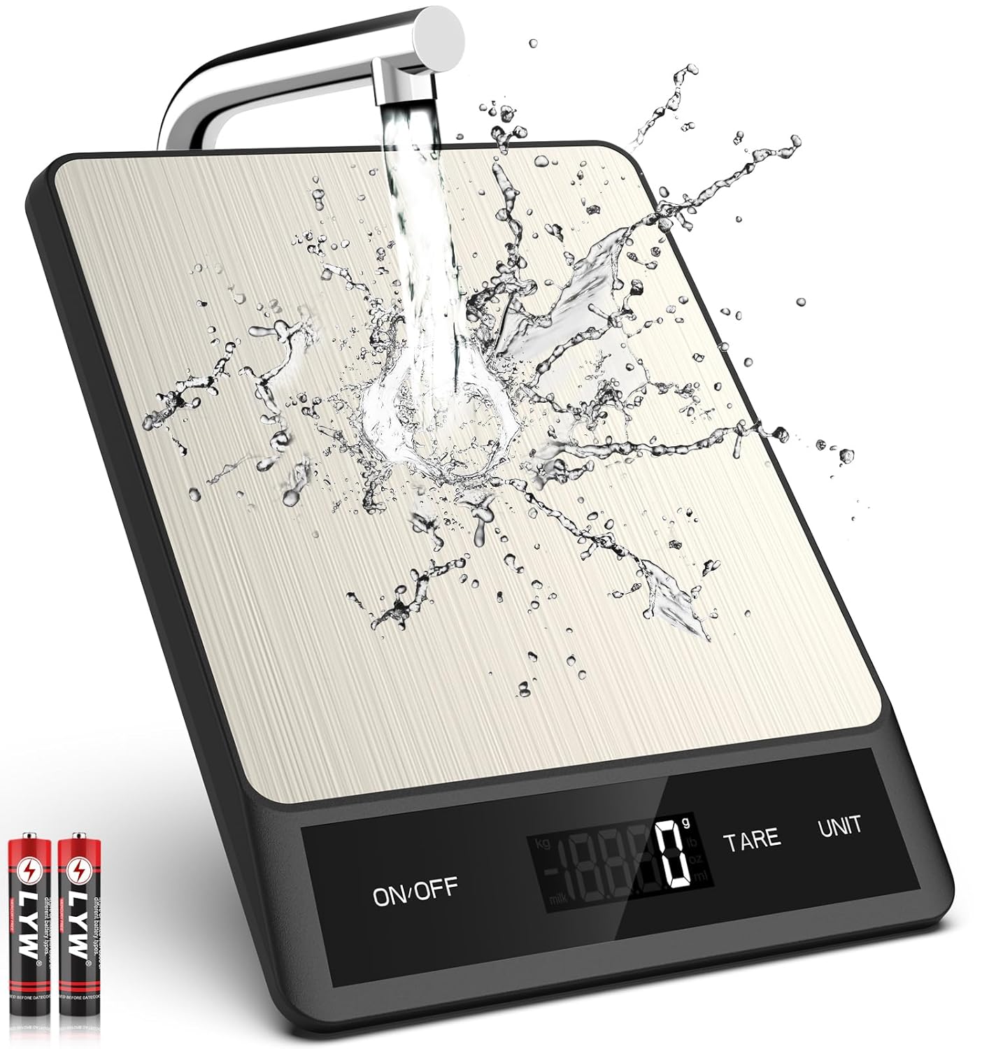 Mik-Nana Food Scale, Digital Kitchen Scale with 6 Units Tare Function & LCD Display, 11lb Stainless Steel Weight Grams and Ounces for Baking, Cooking and Meal Prep (Batteries Included)