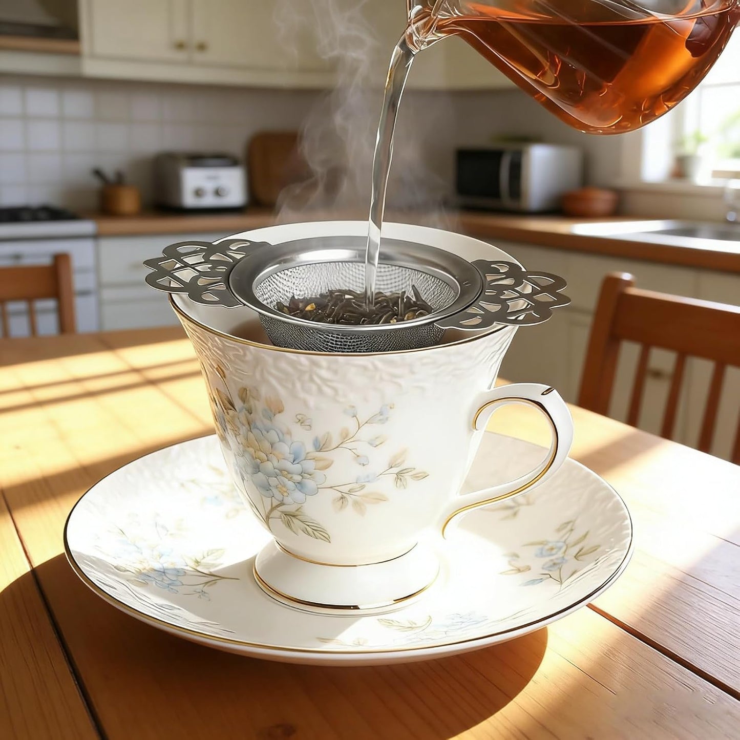 2 Pack Stainless Steel Tea Strainers, Small Fine Mesh Strainers with Bowl Fine Mesh Ball Infuser Small Strainer for Loose Tea Leaf Filter
