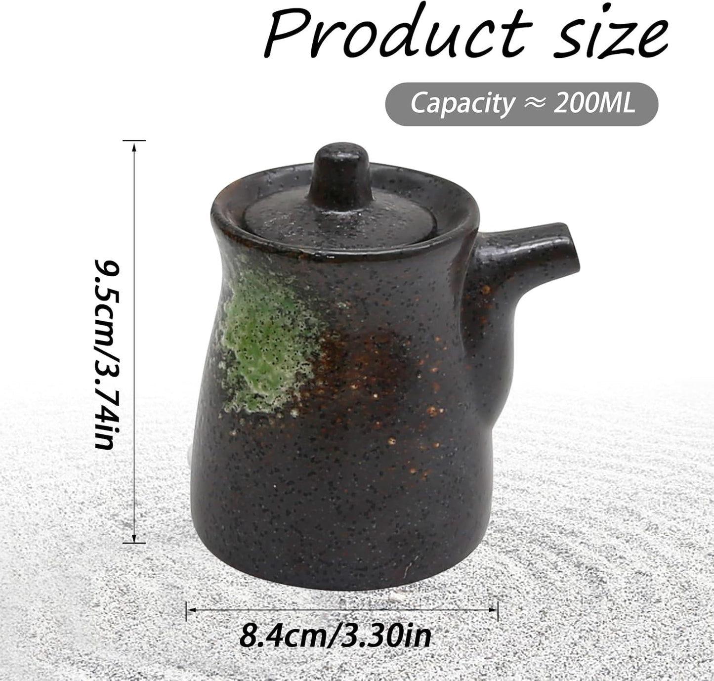 MDEOOSKY Ceramic Seasoning Bottle, Japanese Style Earthenware Ceramic Oil Dispenser, Olive Oil Dispenser, Sushi Sauce Container, 6.76 fl oz