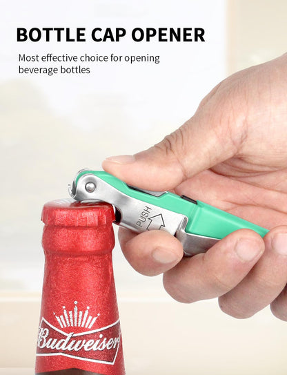 CORKAS Wine Key - Professional Handcrafted Heavy Duty Waiter Corkscrew, Compact Wine Opener with Double Hinged, Foil Cutter and Bottle Opener, Gifts for Servers, Sommelier, Bartenders - Red